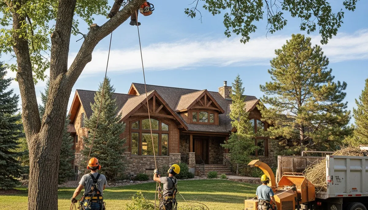 Tree service crew in Littleton, CO providing professional tree removal and trimming for homeowners